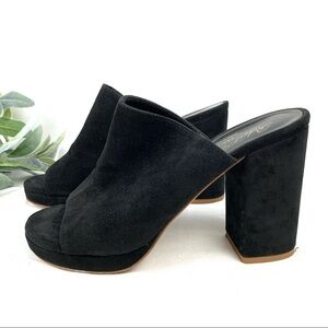 Robert Clergerie Abrice suede peep toe mules with chunky heel